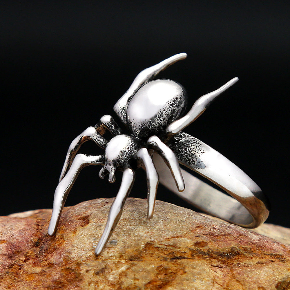 New Spider Ring – Black Style Unisex Couple Ring, Western Fashion Stainless Steel Band for Halloween