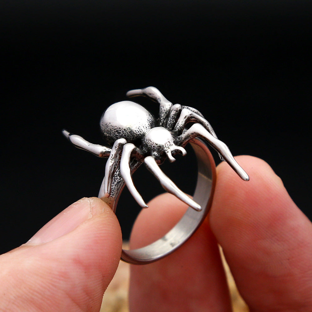 New Spider Ring – Black Style Unisex Couple Ring, Western Fashion Stainless Steel Band for Halloween