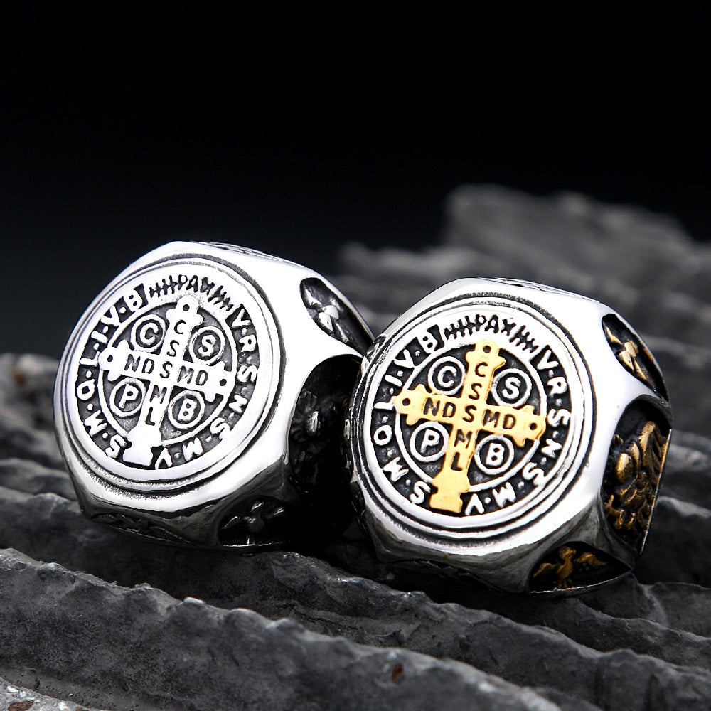 Titanium Steel Ring – CSPB Cross Men’s Ring, Stainless Steel Western Fashion Statement Band