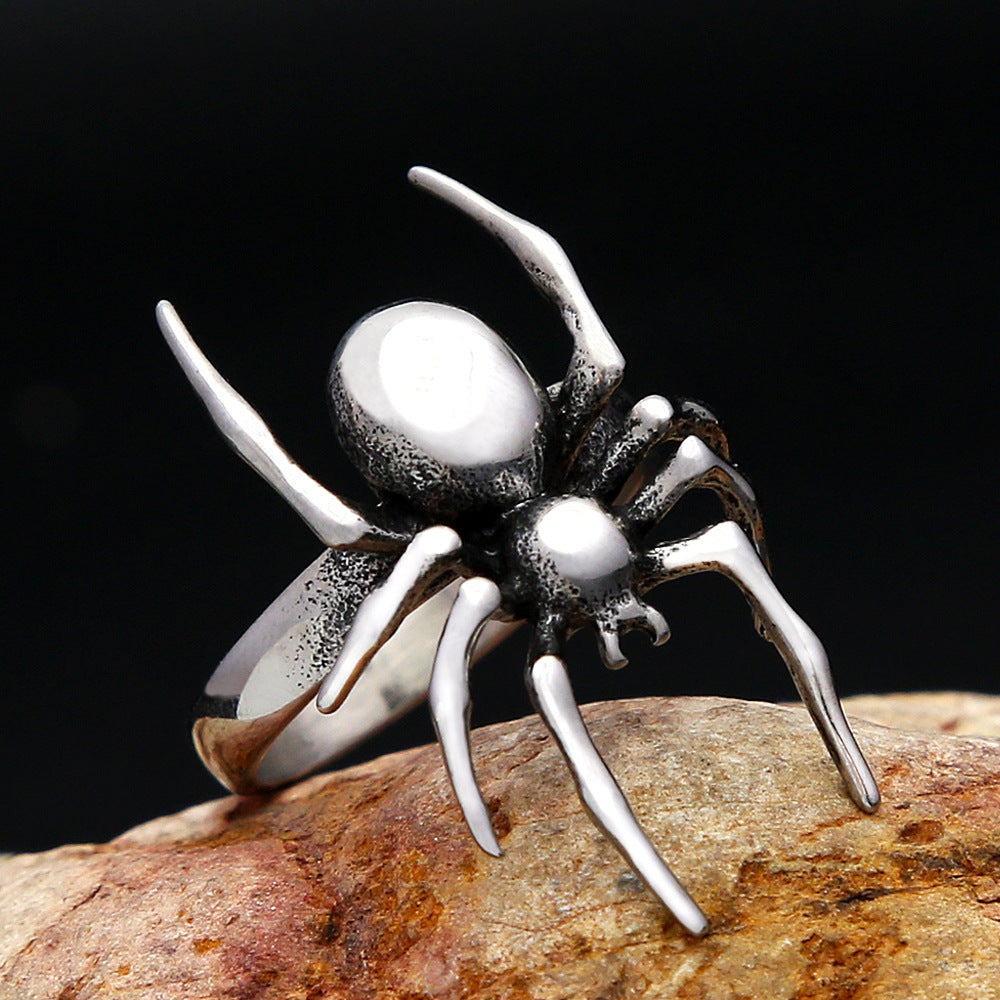 New Spider Ring – Black Style Unisex Couple Ring, Western Fashion Stainless Steel Band for Halloween