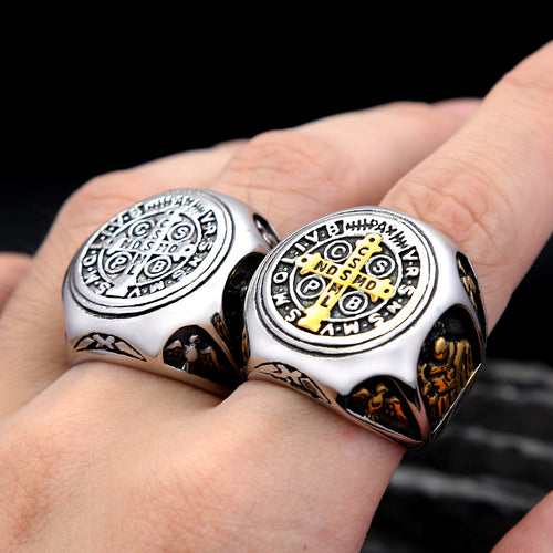 Titanium Steel Ring – CSPB Cross Men’s Ring, Stainless Steel Western Fashion Statement Band