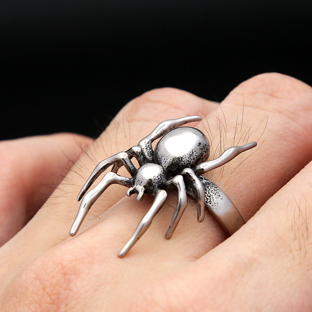 New Spider Ring – Black Style Unisex Couple Ring, Western Fashion Stainless Steel Band for Halloween